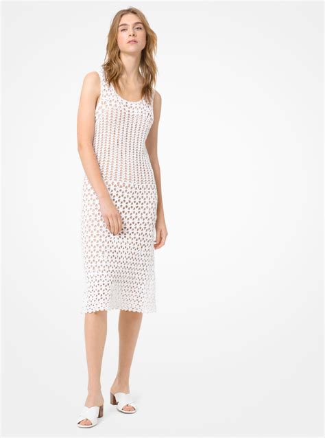 michael michael kors crocheted cotton tank dress|Crocheted Cotton Dress .